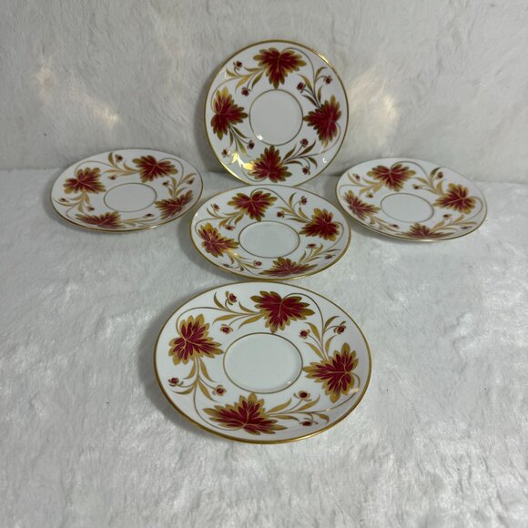 Grosvenor Fine Bone China "Culross" Saucer Set 5 Floral Saucer for Demitasse Cup - Picture 3 of 7